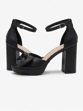Report Black Bow Platform Block Heel Sandals Size 11